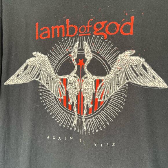 VINTAGE Y2K LAMB OF GOD BAND TEE SHIRT SIZE XL AGAIN WE RISE CLEAN - Picture 3 of 5